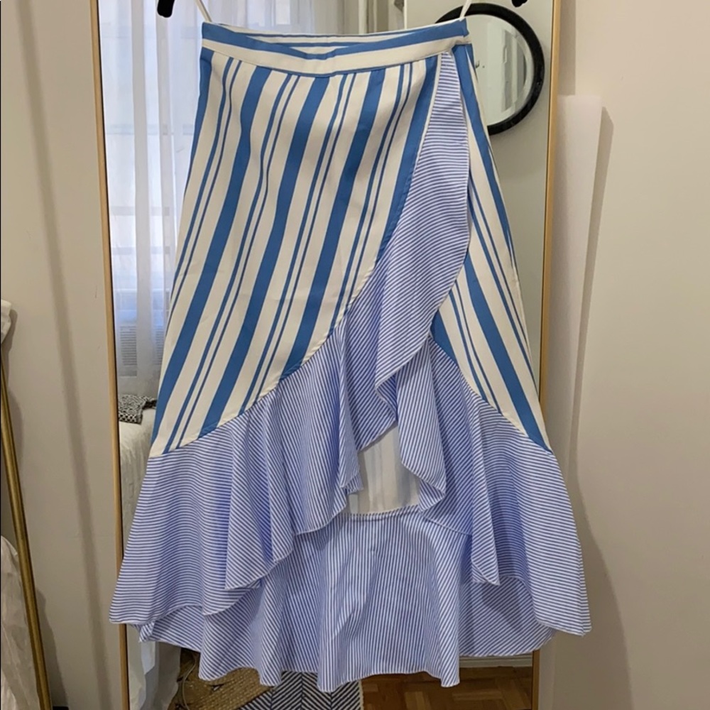 White and Blue Wrap Skirt